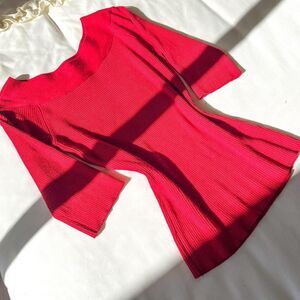 y2k red ribbed knit‎ boat neck top womens large